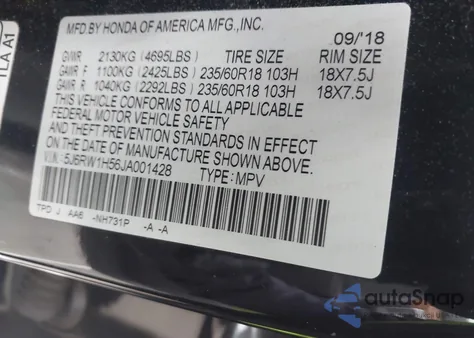 2018 Honda Cr-V Ex z USA, uszkodzony, nr VIN 5J6RW1H56JA001428